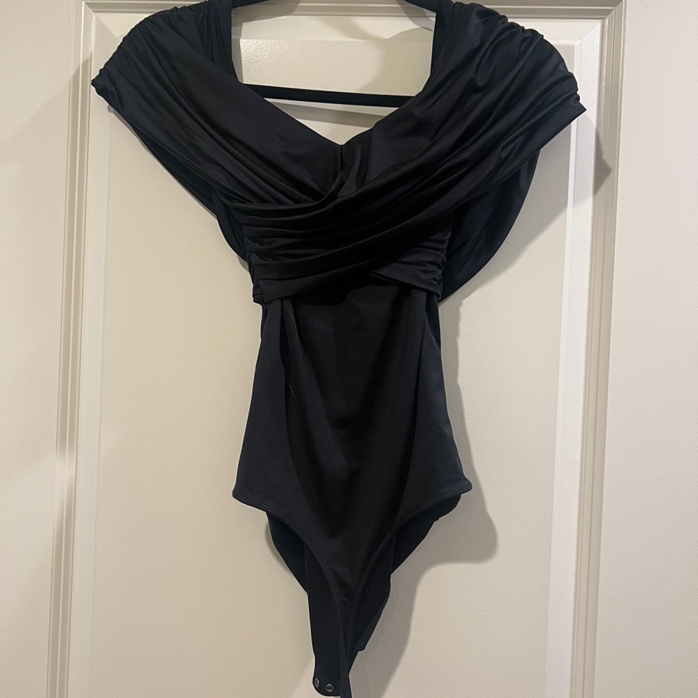 Abercrombie & Fitch Black Bodysuit with Wrap Design